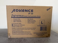 Advance IF35 Exam Powder Free Blue Nitrile Gloves, Size Large, Case of 10 Boxes