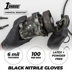 Large Pack Of 100 Black Nitrile Disposable Gloves Latex Free Food Safe Punctu…