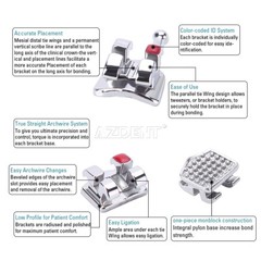 20Pcs Dental Orthodontic Brackets Braces Mini Roth MBT 022/018 Hooks 345 Metal