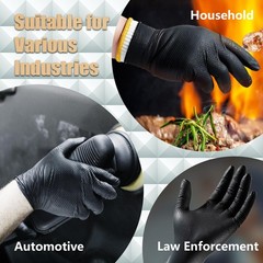 GP CRAFT Heavy Duty Black Diamond Grip 8mil Nitrile Gloves – Industrial Grade…