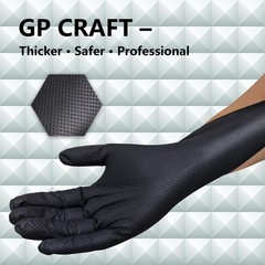 GP CRAFT Heavy Duty Black Diamond Grip 8mil Nitrile Gloves – Industrial Grade…